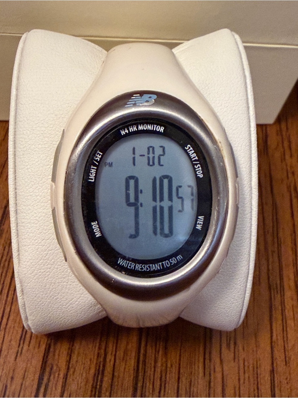 New Balance White Digital Fitness Watch with Silver Bezel